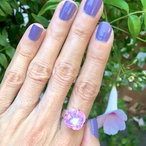 Stunning Pink Opal AB Cushion Cut Crystal Ring